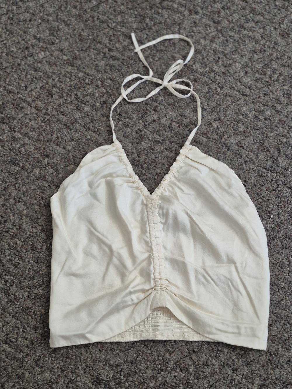 Mare Mare V-Neck Ruched Tie Ivory Tank - Medium